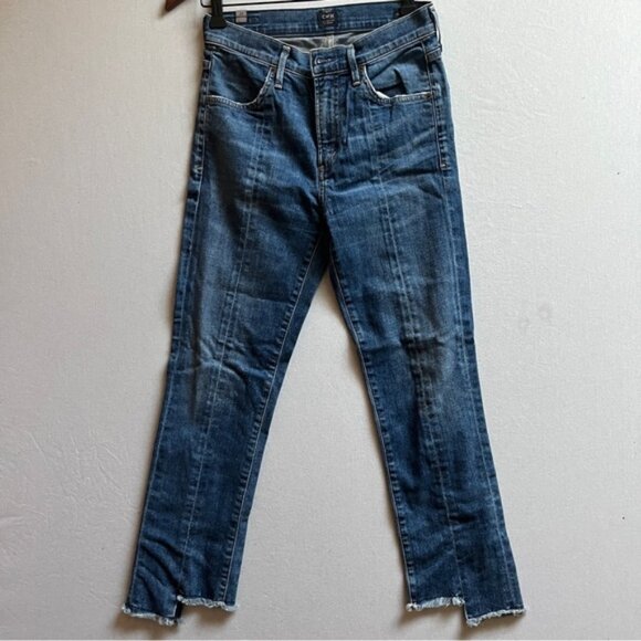 Citizens of Humanity Amari Step Hem Ankle Denim Frayed Jeans Sz 25 - Picture 1 of 10
